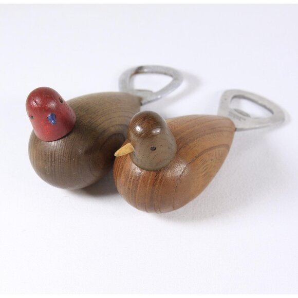 Pair wooden dove bottle openers, pigeon beer bottle openers, home bar decor - Picture 1 of 10